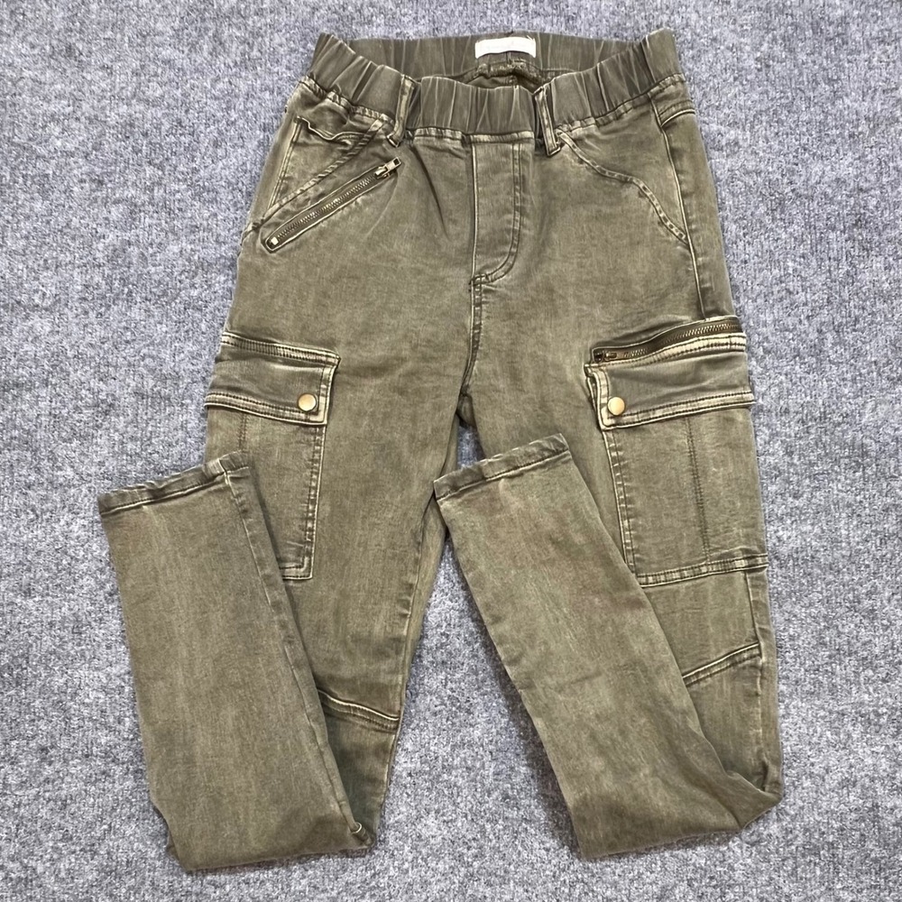 Grace & Lace Cargo Pants Women S Green Washed Skinny Moto Utility Pocket
